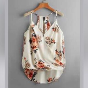 Floral Women's Top - Cream and Orange